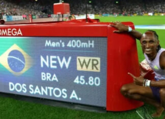 Alison dos Santos bate o recorde mundial dos 400 metros com barreiras